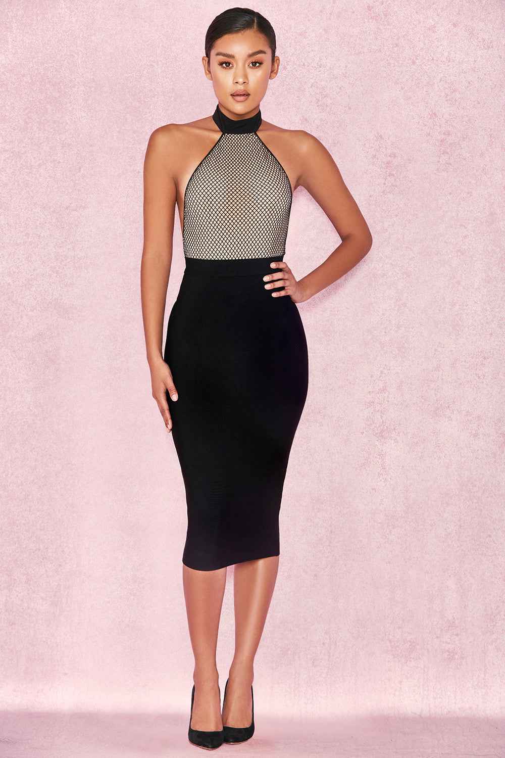 Faux Suede Mid-Length Pencil Skirt