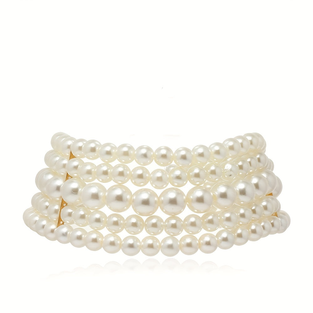 Multi-layer Full Faux Pearl Decor Choker