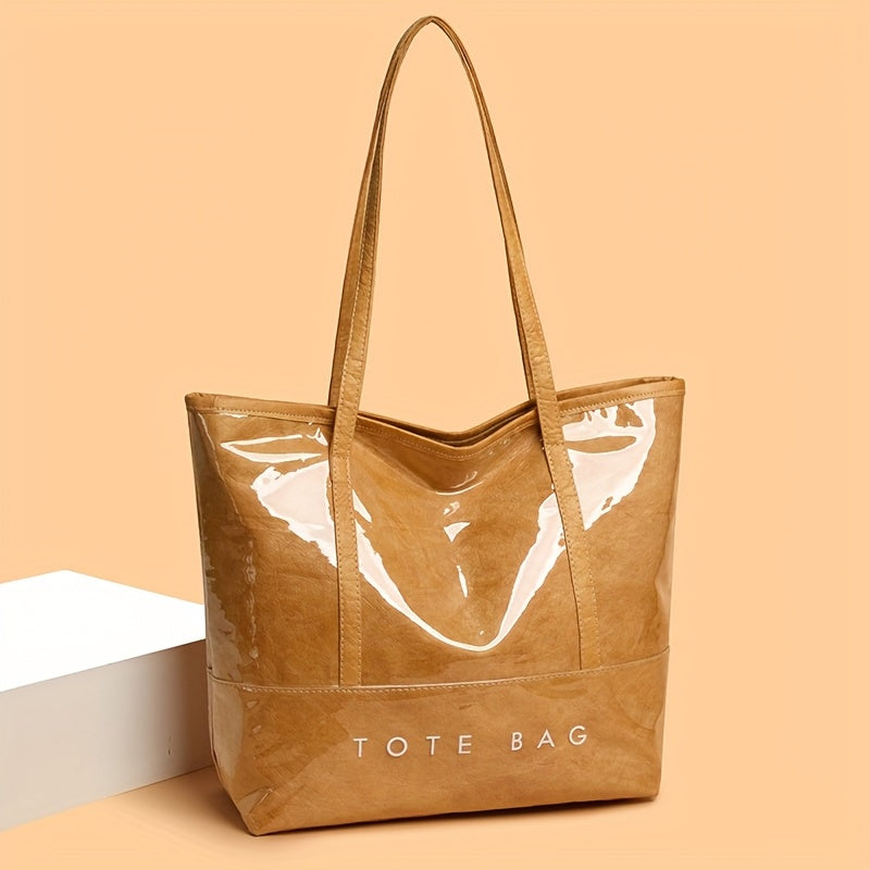 Glossy Patent Leather Vintage Tote Bag