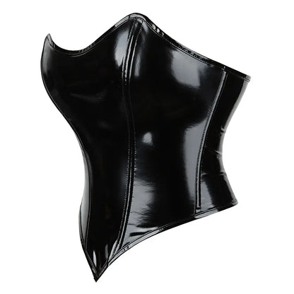 Black Shiny PVC Bustier Corset - Your Shiny Clothes