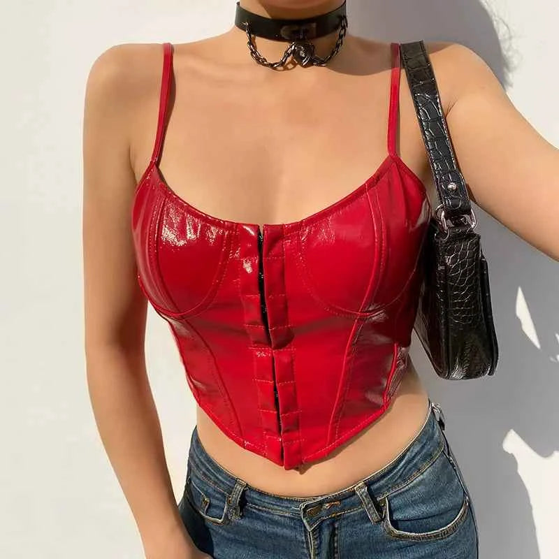 Pu Leather Camisole Tank Top