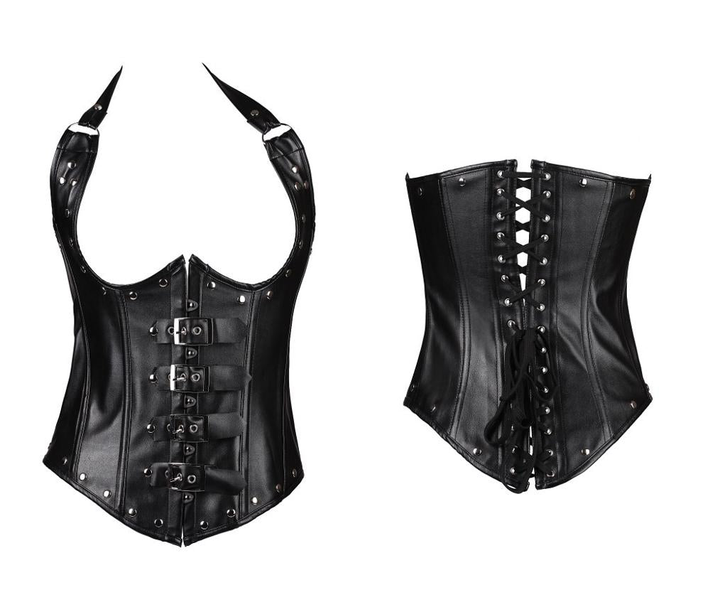 Faux Leather Underbust Bustier - Your Shiny Clothes