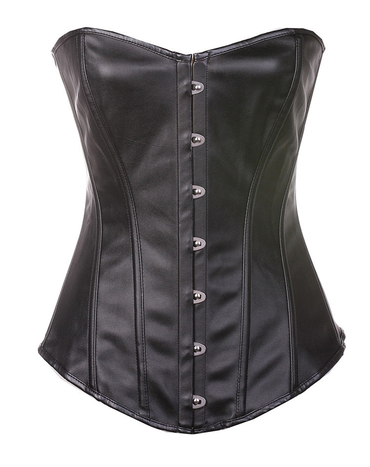 Faux Leather Bustier Corset - Your Shiny Clothes