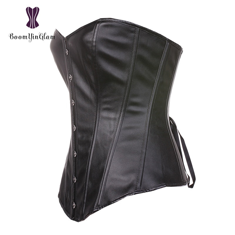 Faux Leather Bustier Corset - Your Shiny Clothes