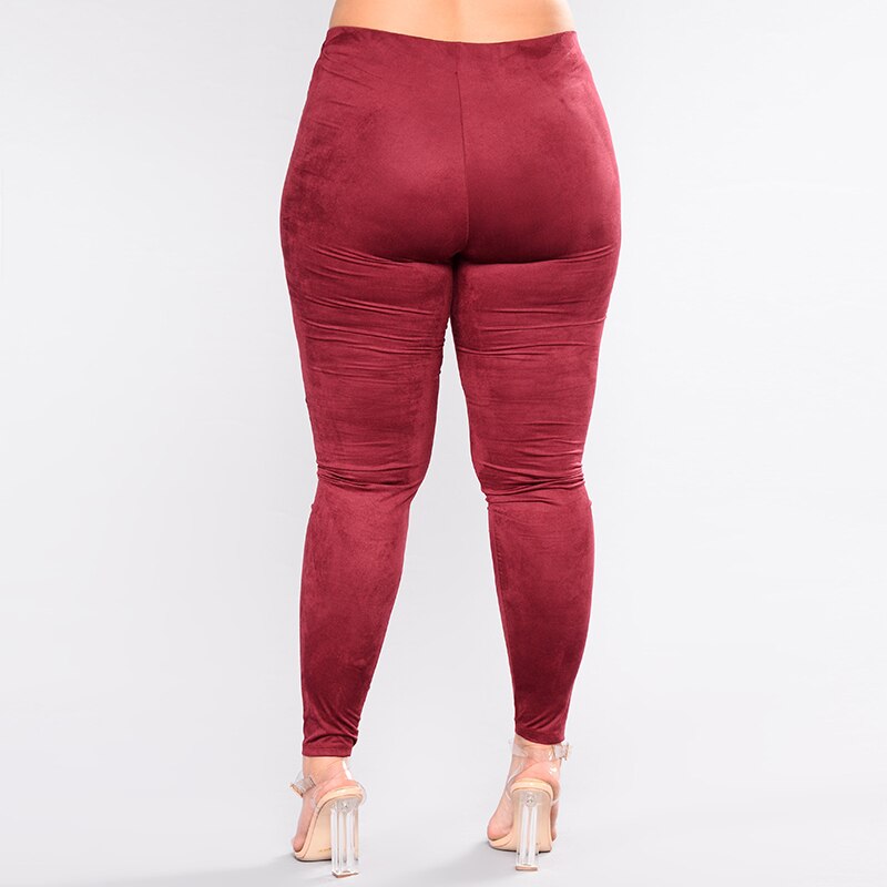 Plus Size High Waist Skinny Faux Suede Leather Leggings - Your Shiny Clothes