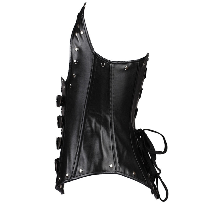 Faux Leather Underbust Bustier - Your Shiny Clothes