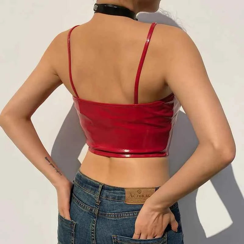 Pu Leather Camisole Tank Top