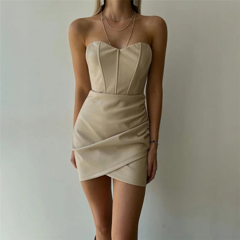 Strapless Pu Dress