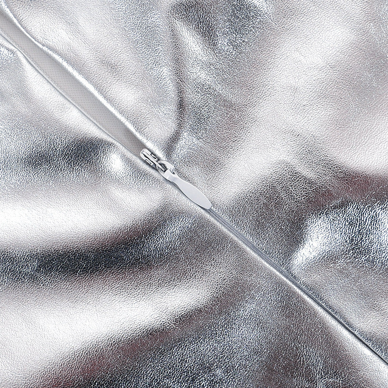 Metallic Strapless Bodycon Mini Dress with Split Detail