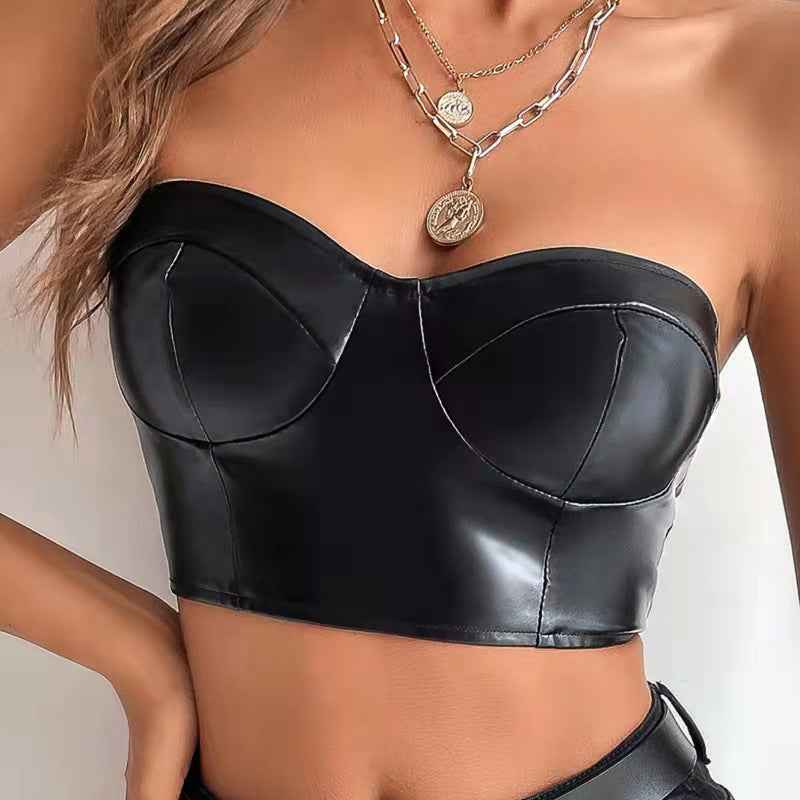 Solid Color Bright Noodle Short Tube Top Cropped Women Clothing Vest for Women