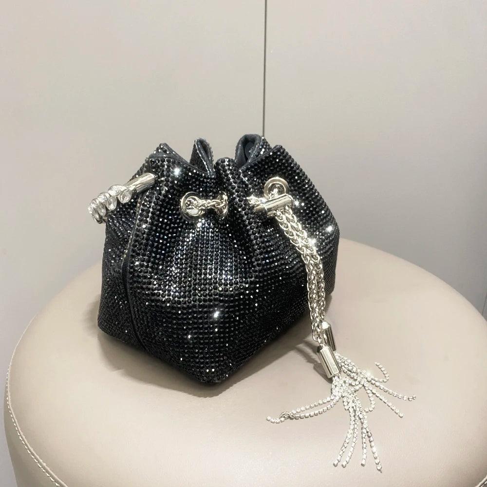 Rhinestone Covered Bucket Bag - Your Shiny Clothes