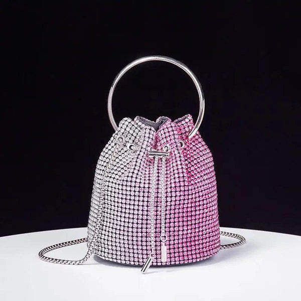 Rhinestone Covered Bucket Bag - Your Shiny Clothes