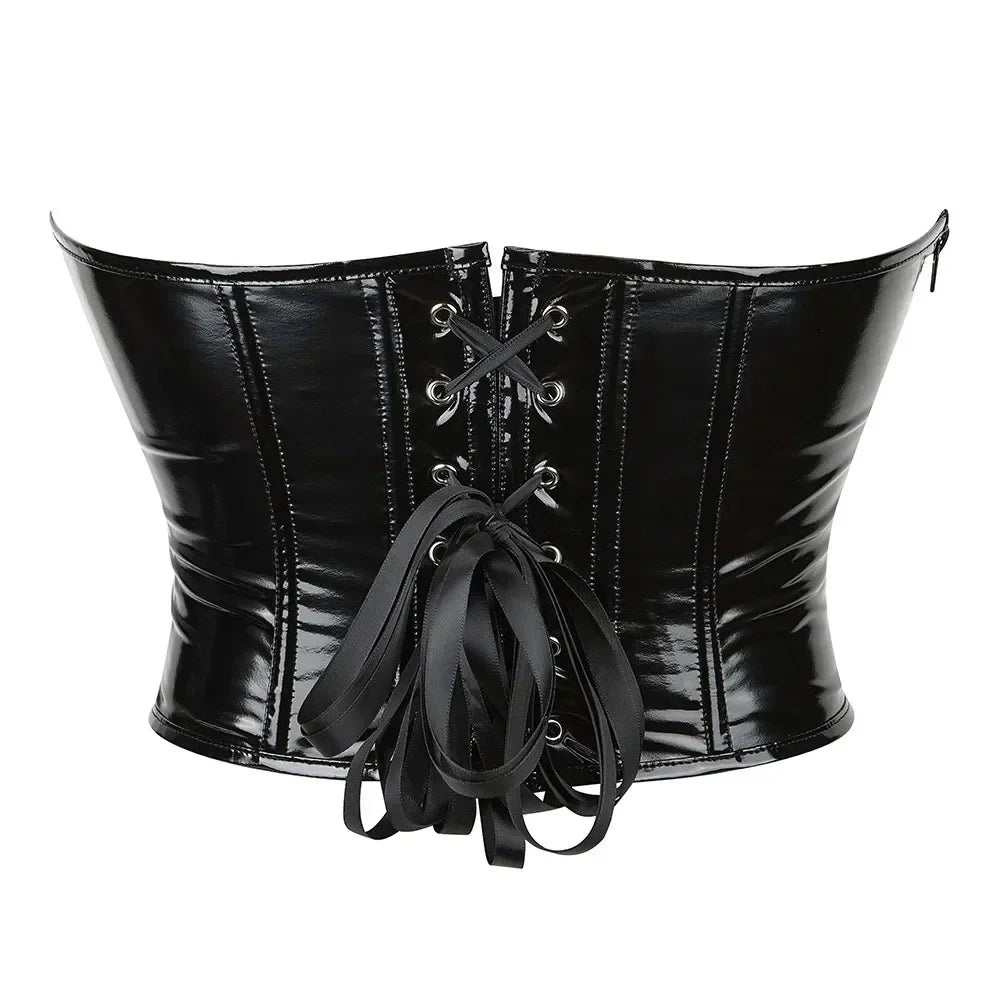 Black Shiny PVC Bustier Corset