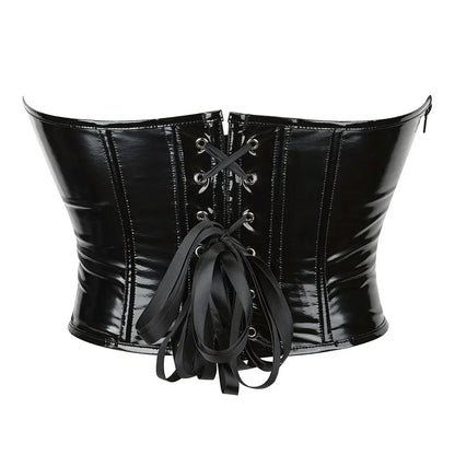 Black Shiny PVC Bustier Corset - Your Shiny Clothes