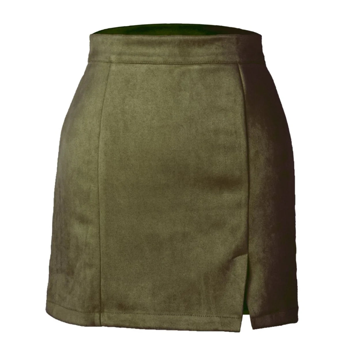 Faux Suede A Line High Waist Skirt
