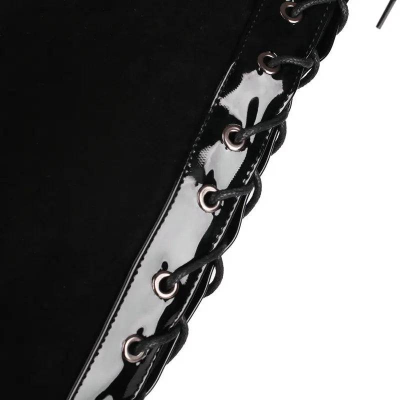 Black Faux Suede 11.5cm Heels Lace Up Over the Knee Boots - Your Shiny Clothes