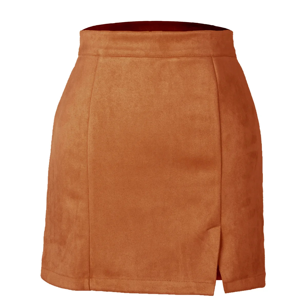 Faux Suede A Line High Waist Skirt