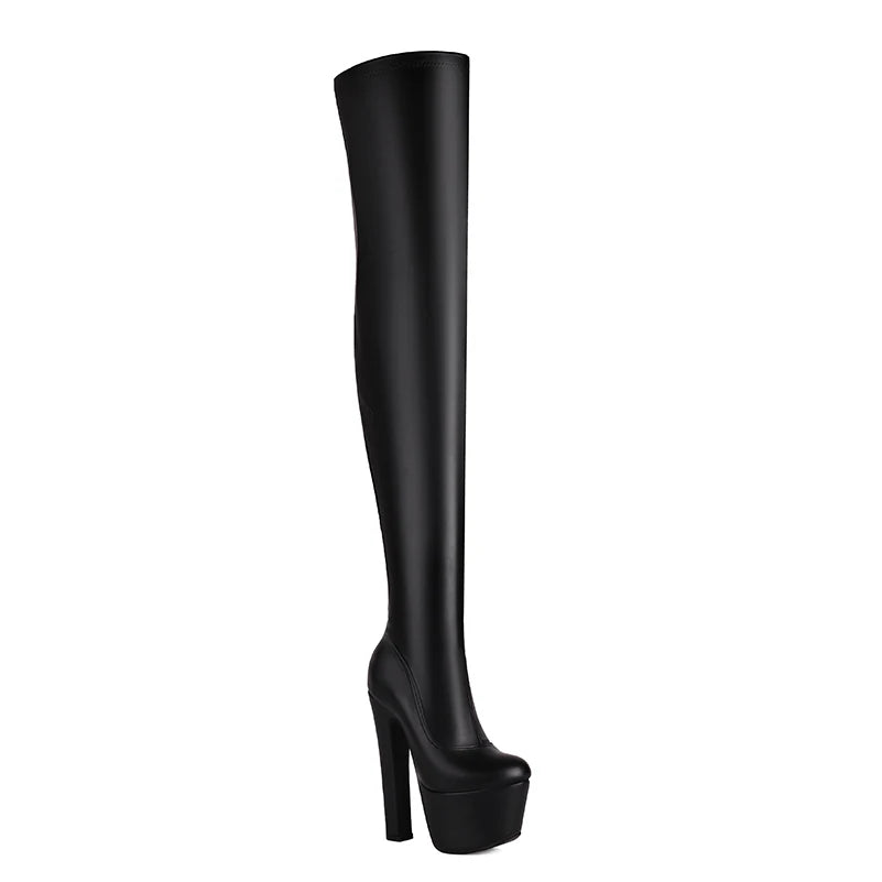Faux Leather Over-the-Knee Platform Boots
