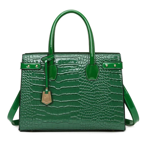 Patent Leather Crocodile Texture Bag - Your Shiny Clothes
