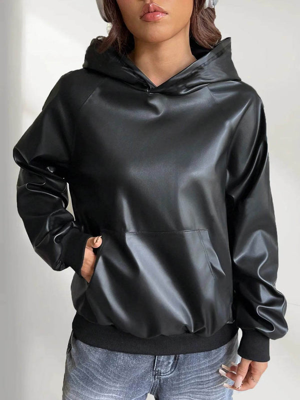 Faux Leather Hoody - Your Shiny Clothes
