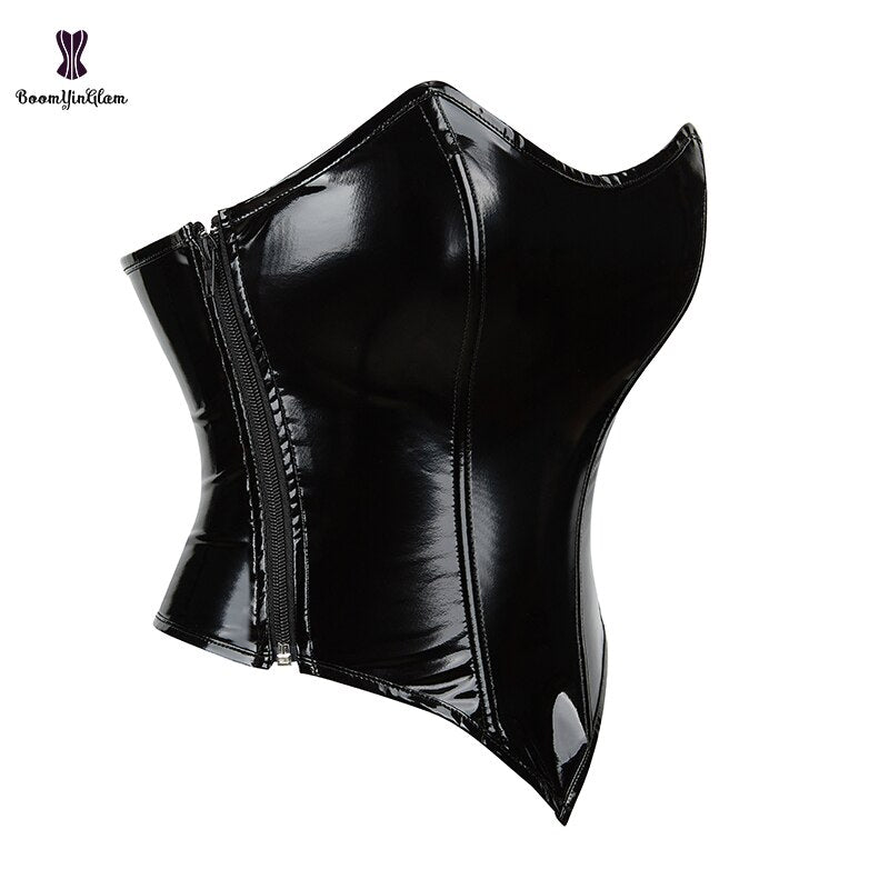 Glossy patent leather bustier