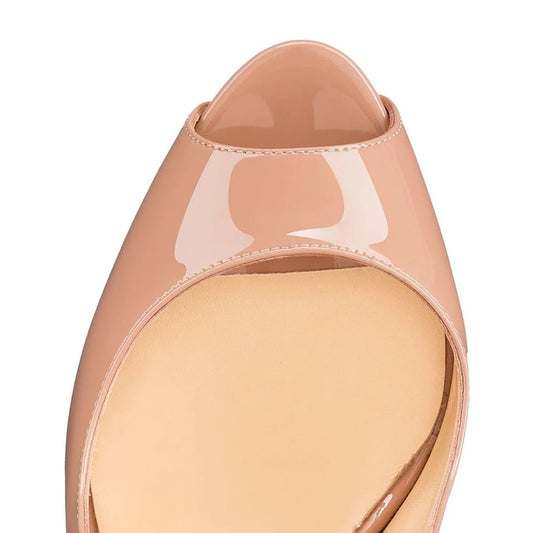 14 cm Patent Leather Peep Toe  Platform Heels