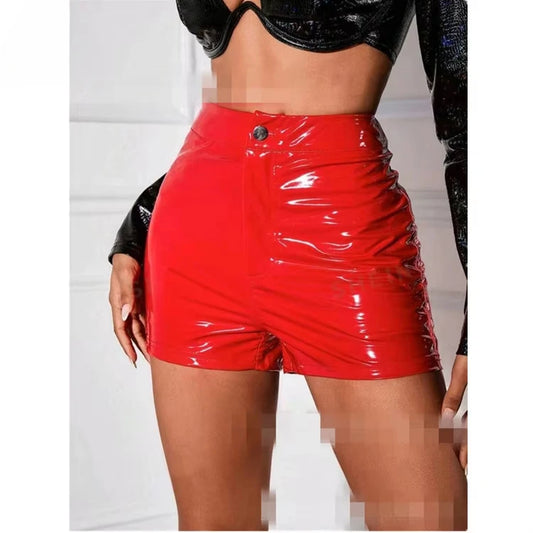 Bright High Waisted Patent Leather Shorts - Your Shiny Clothes