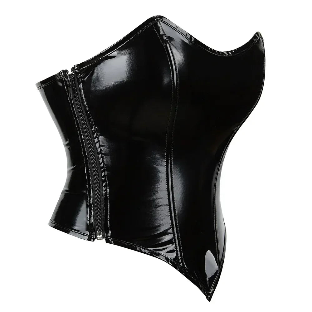 Black Shiny PVC Bustier Corset