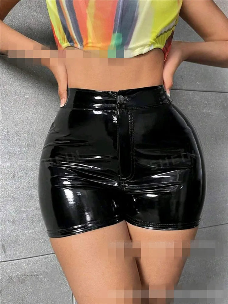 Bright High Waisted Patent Leather Shorts - Your Shiny Clothes