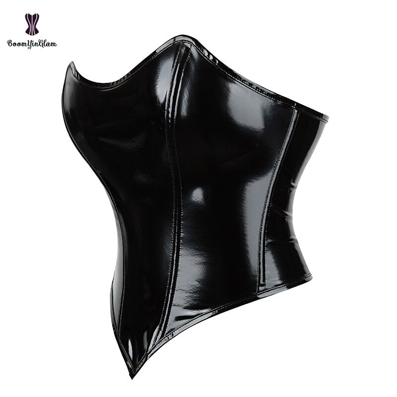 Black Shiny PVC Bustier Corset - Your Shiny Clothes