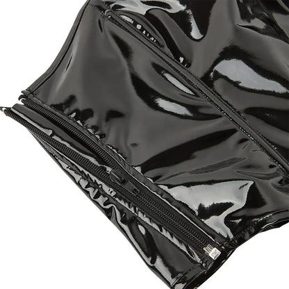 Black Shiny PVC Bustier Corset - Your Shiny Clothes