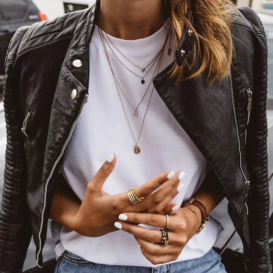 Faux Leather Zippered Motor Jacket