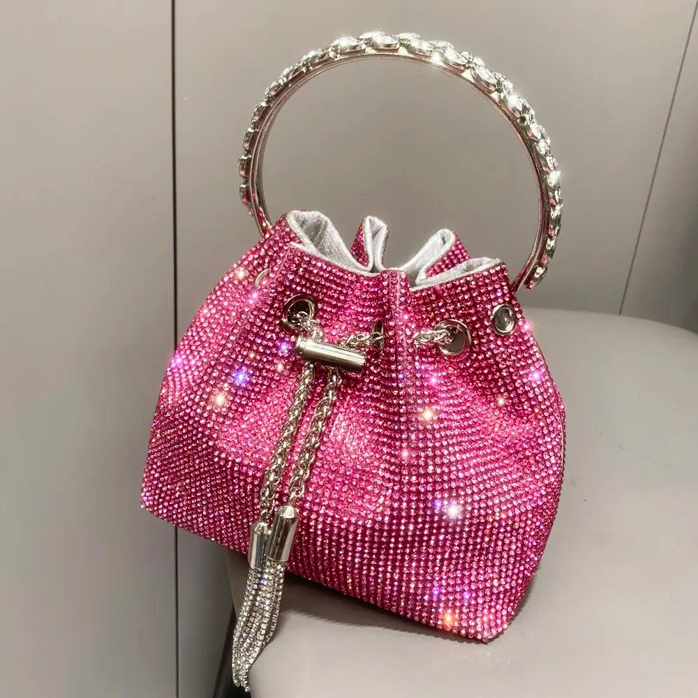 Rhinestone Covered Bucket Bag - Your Shiny Clothes