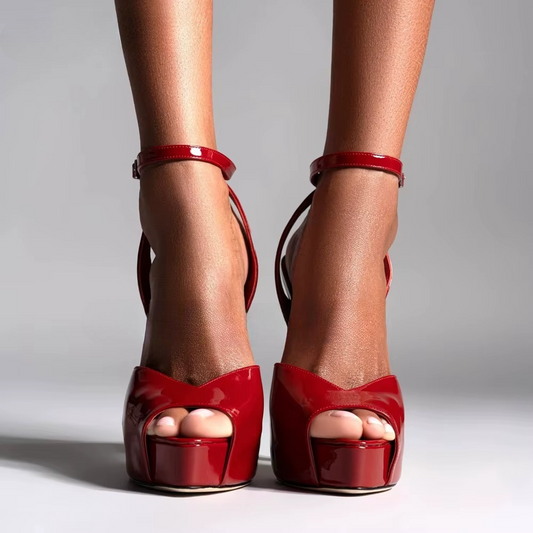 Peep Toe Buckle Strap Platform Sandals