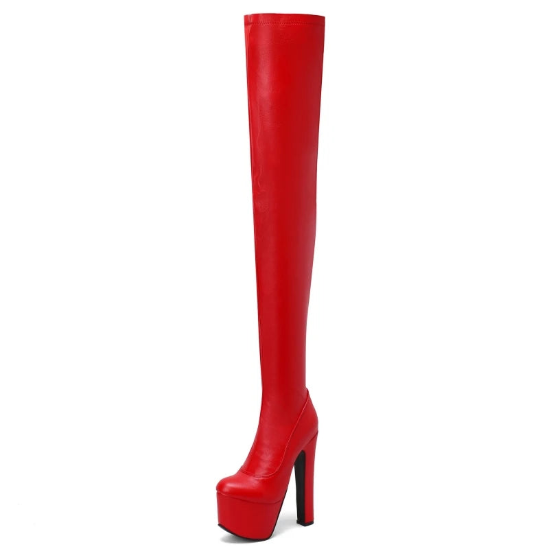 Patent Leather Thigh High Platform Boots - Your Shiny Clothes