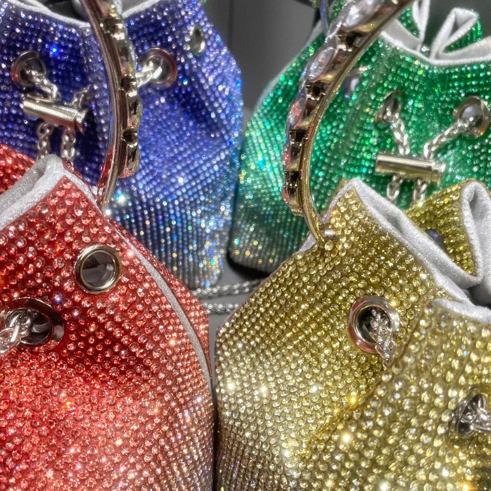 Rhinestone Covered Bucket Bag - Your Shiny Clothes