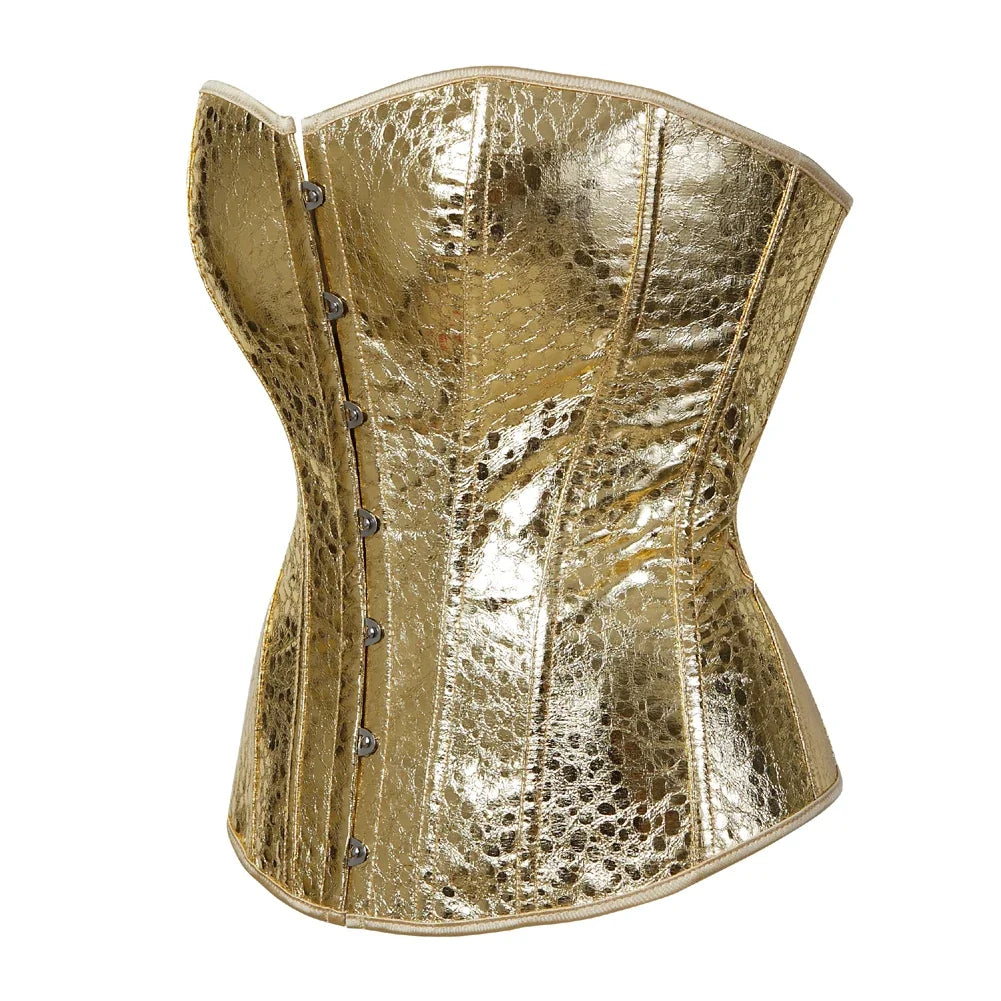 Shiny Gold Faux Leather Corset - Your Shiny Clothes