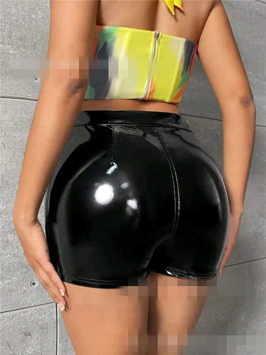 Bright High Waisted Patent Leather Shorts - Your Shiny Clothes