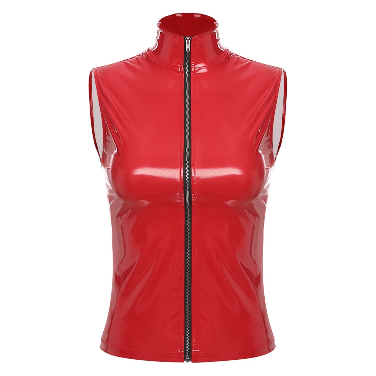 PVC Leather Sleeveless Crop Top - Your Shiny Clothes