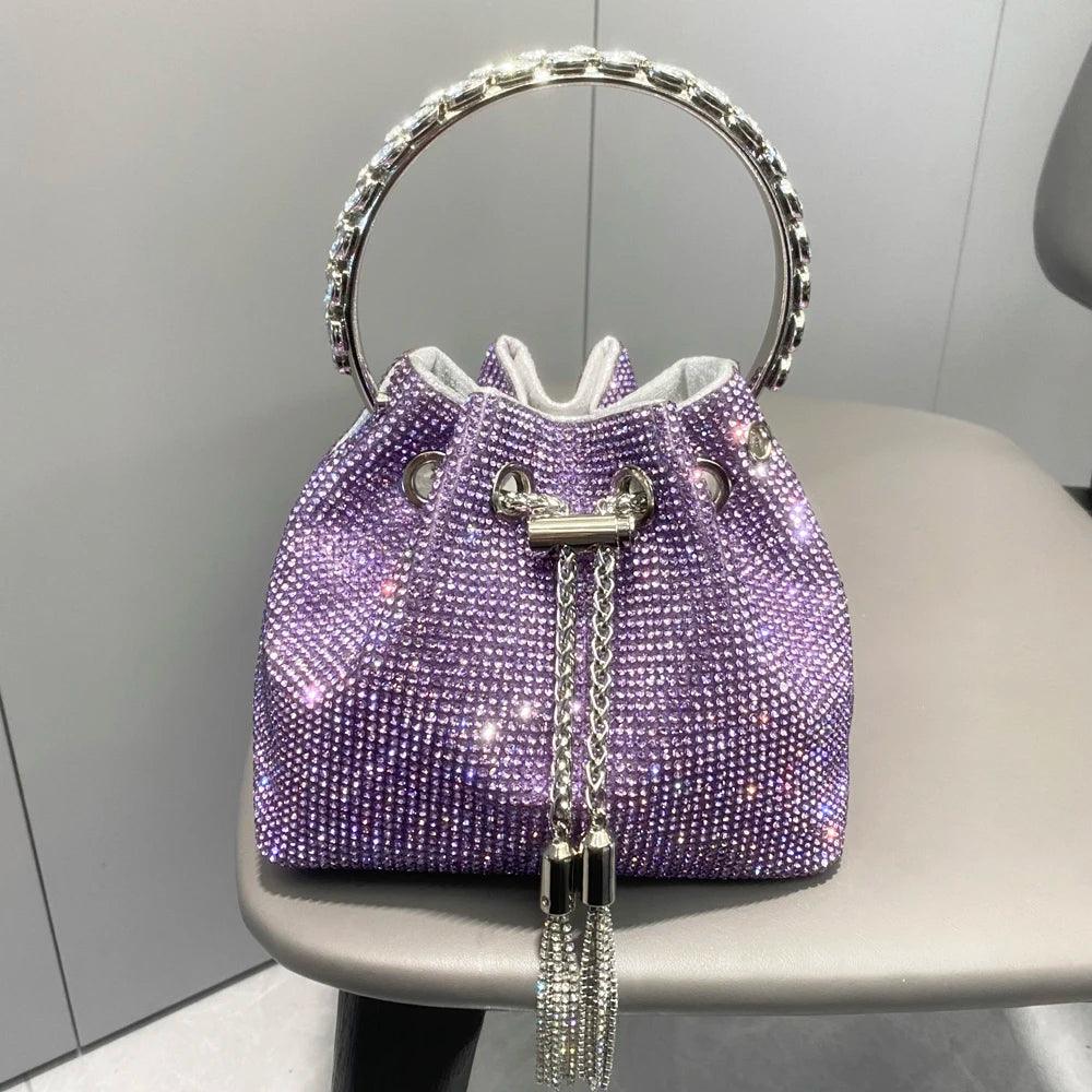 Rhinestone Covered Bucket Bag - Your Shiny Clothes