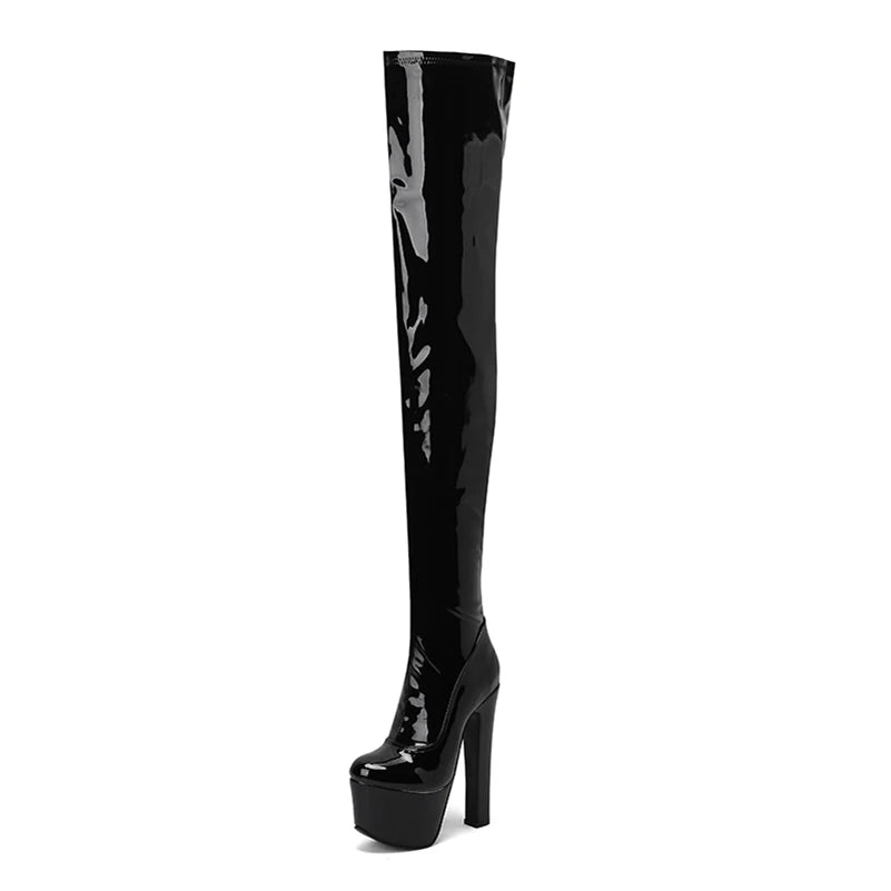 Faux Leather Over-the-Knee Platform Boots