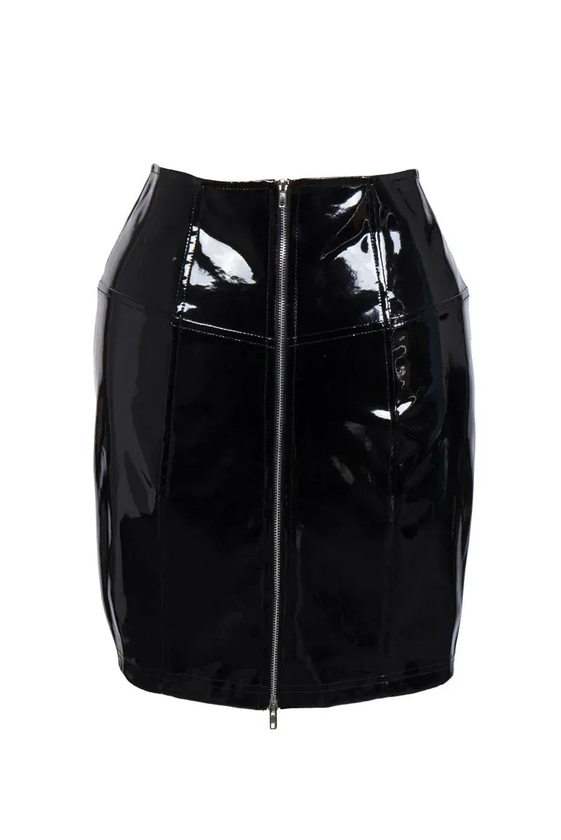 PVC Leather Lace Up Pencil Skirt