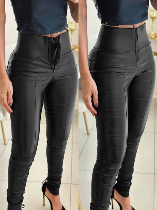 High Waist Faux Leather Pencil Pants