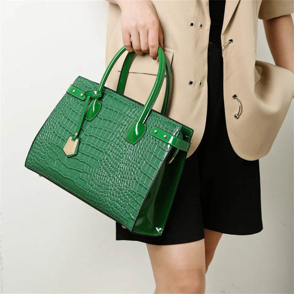 Patent Leather Crocodile Texture Bag - Your Shiny Clothes