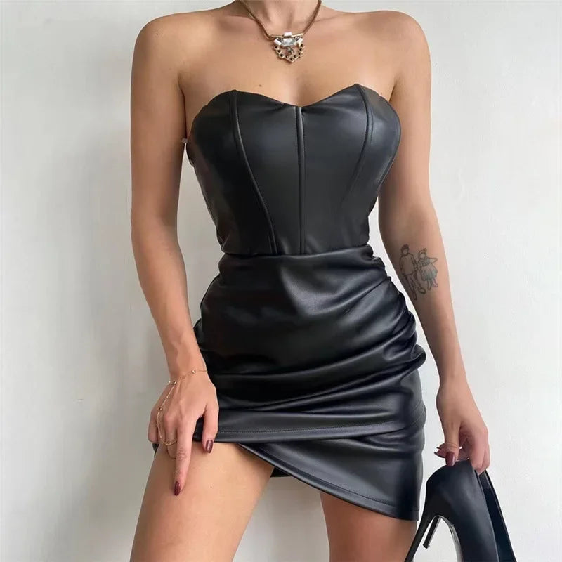 Strapless Pu Dress