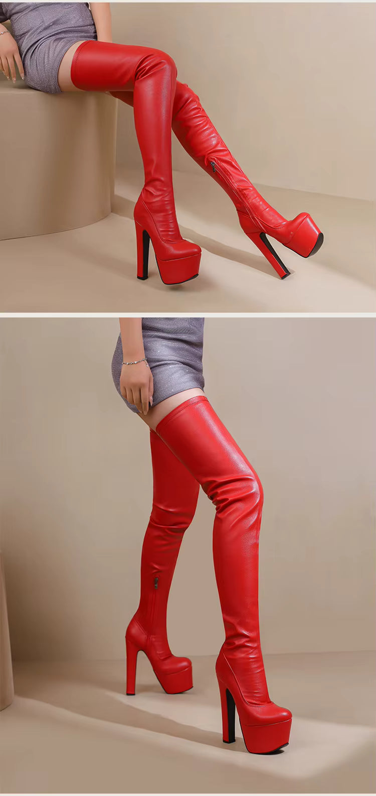 Faux Leather Over-the-Knee Platform Boots