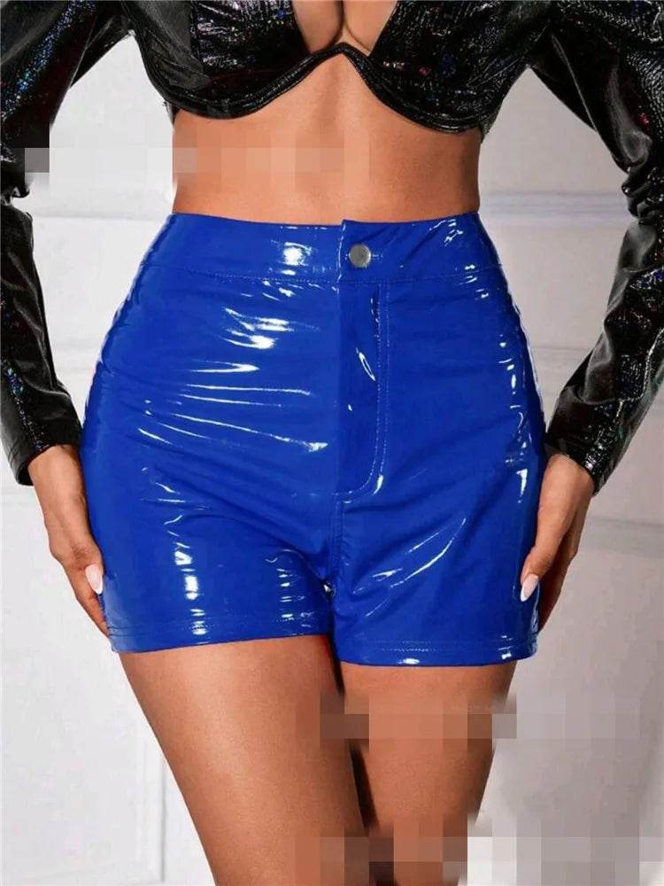 Bright High Waisted Patent Leather Shorts - Your Shiny Clothes