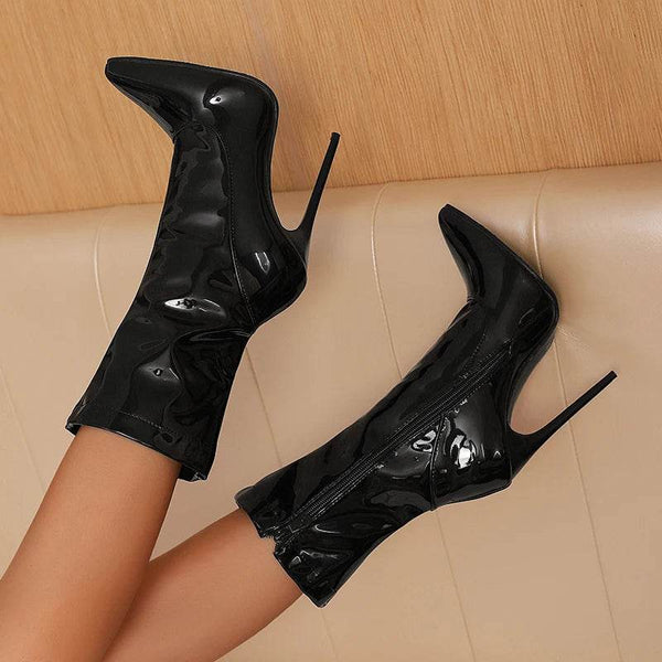 Soft Patent Leather Ankle Boots - Your Shiny Clothes