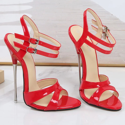 Metal High Heel Buckle Strap Stiletto Sandals