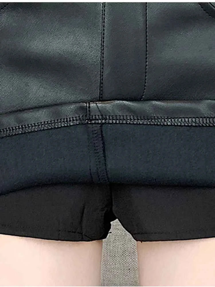 Retro Pu Faux Leather Mini Pencil Skort